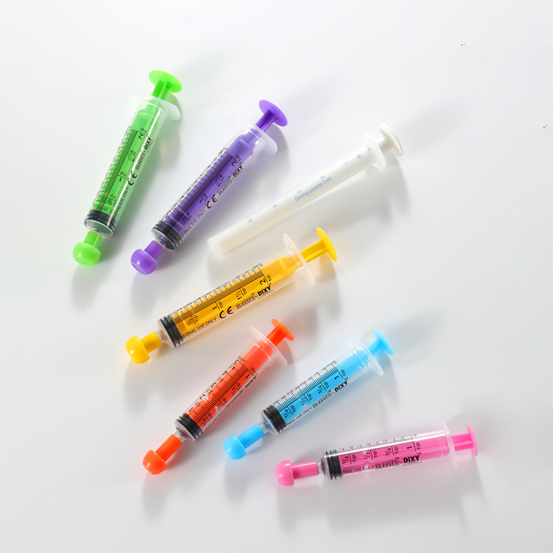 Oral Syringes with End Caps - 50 White Syringes 50 Purple Caps
